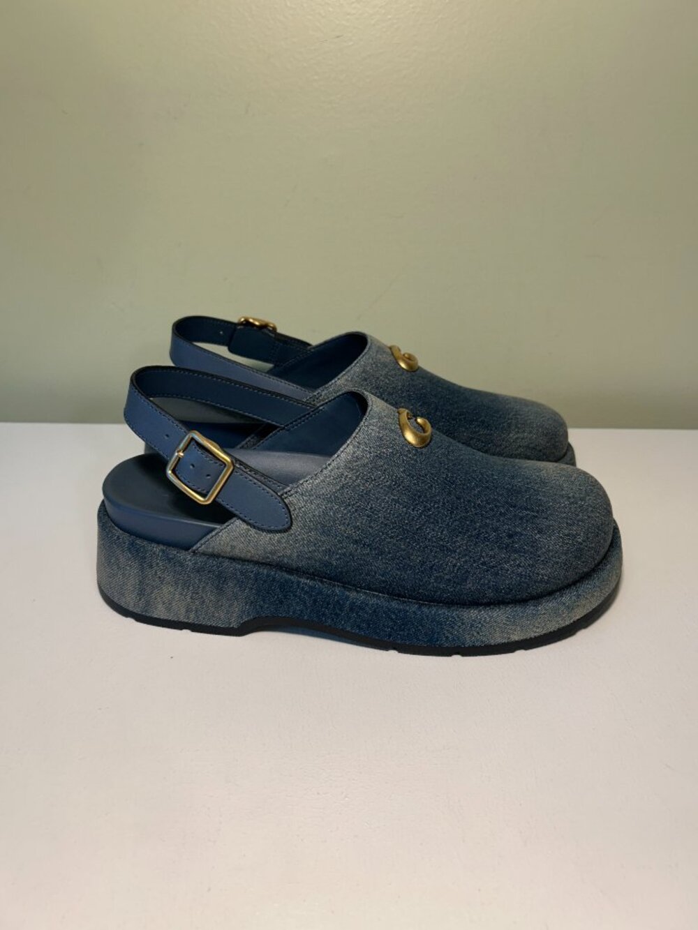 Coach Women's Sculpted C Platform Clog In Loved Denim - Picture 5 of 15